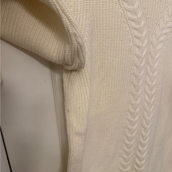 Talbots Cream Cable Knit Mocknexk Sweater L - Picture 5 of 9